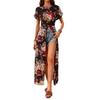 Women's Printed High Slit Long Casual Holiday Shirt Summer Fashion Dress