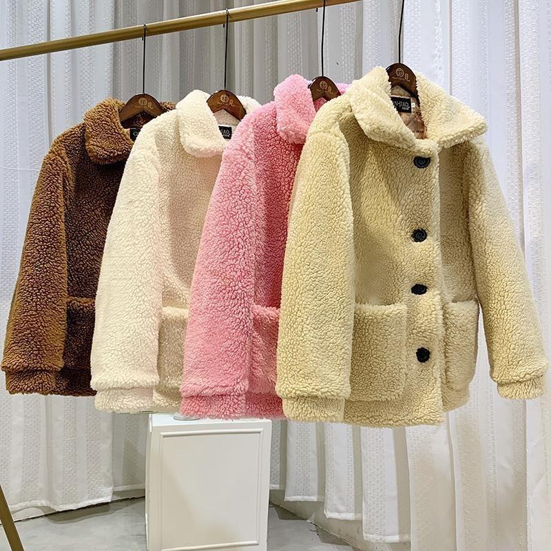 Winter New Imitation Lamb Fur Coat Women's High-necked Granular Sheep Shearing Short Coat Thickened