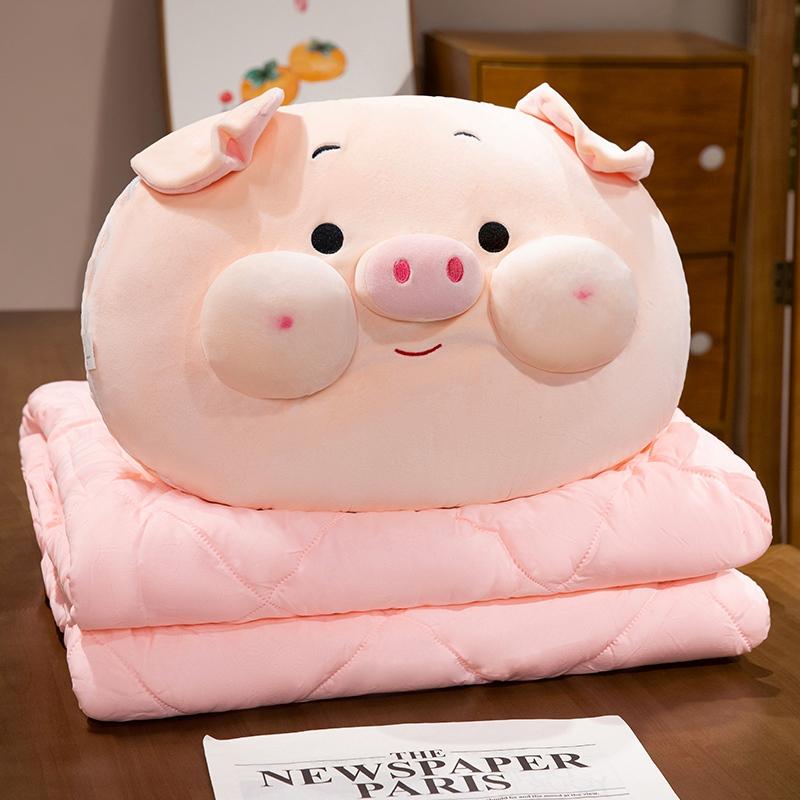 1 Stuk 4050Cm Cartoon Pluche Varkentje Pluche Kussen Met Dekentje Pop Gevuld Zacht Dier Varkens Kussen Schattig Speelgoed Voor Verjaardagscadeaus 40x30x15cm