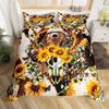 Flower Deer Head Three-Piece Quilt Cover 3D Digital Printing Bedding Set Bed Cover