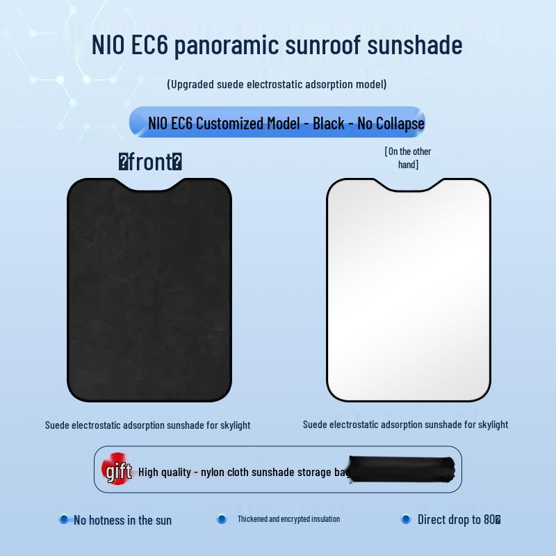 Nio EC6 (2020-2022) Sunroof Static Sunshade: Insulation, Sun Protection, Privacy, Opaque