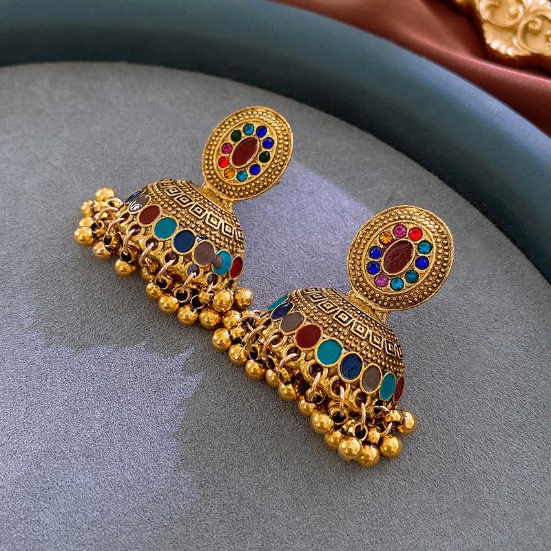 GemChic Femei Nou Set Strasuri Vintage Cercei Ciucure Franjuri Clopoțel Picătură Modă Etnică Cercei Stud Cadou Bijuterii Aniversare Crăciun