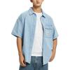 Calvin Klein Logo Embroidered Loose Short Sleeve Shirt Men Tops Denim-Blue J320636-1AA