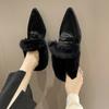 Fashion Fur Women Flats Cotton Boots Pointed Toe Suede Warm Shoes 2024 Winter Designer Snow Boots Short Plush Walking Sexy Lady Shoes