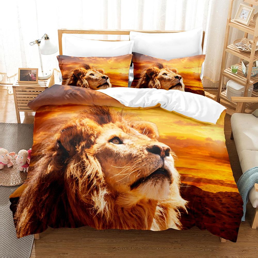 Animal Lion Bedding Sets 3D Tropical Printed Exquisite Bed Supplies Set Duvet Cover Bedding Set No Filler Birthday Gift For Boys