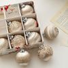 9pcs 6CM/8CM Velvet Christmas Balls Pendant Shatterproof Reusable Christmas Hanging Balls White Champagne Elegant