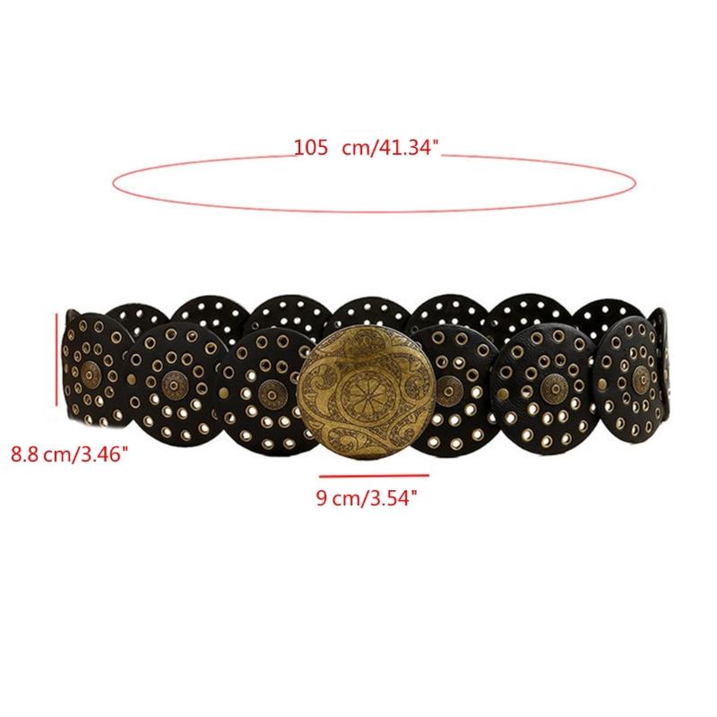 Adult Relief Round Buckle Waist Belt Adjustable Exaggerated Personality Waist Belt for Men Teenagers Coat Dress