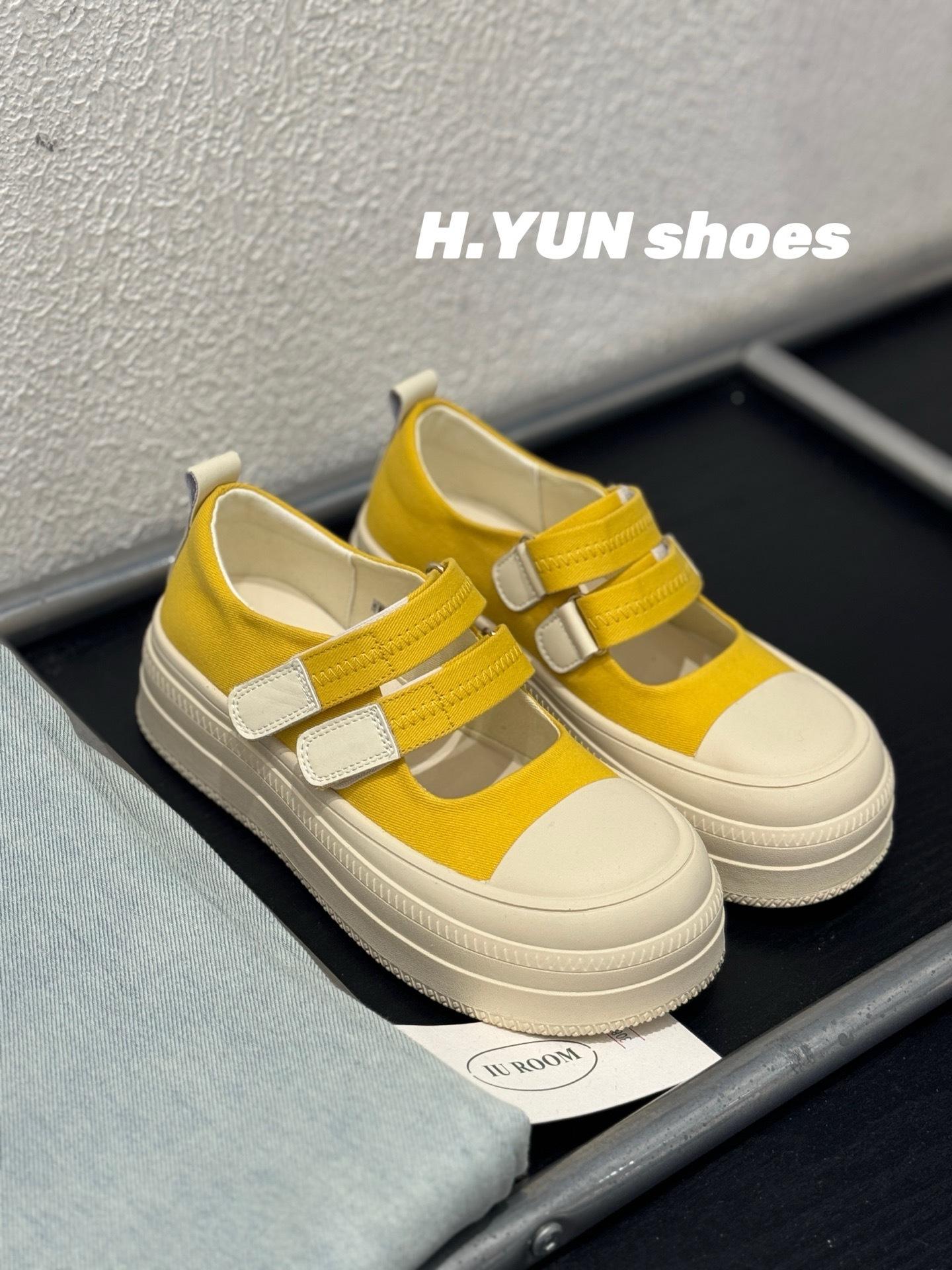 

Мэри Джейн на толстой подошве, маленькие белые туфли, женские, весенние, новые, на липучке, с большой головкой, увеличивающие рост, легкие, повседневные туфли-маффины 37 жёлтый