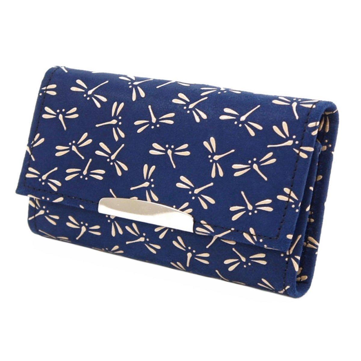 

Inden Key Case C Deerskin Navy Blue x White Lacquer Dragonfly Pattern [Indenya] 4704-14-008