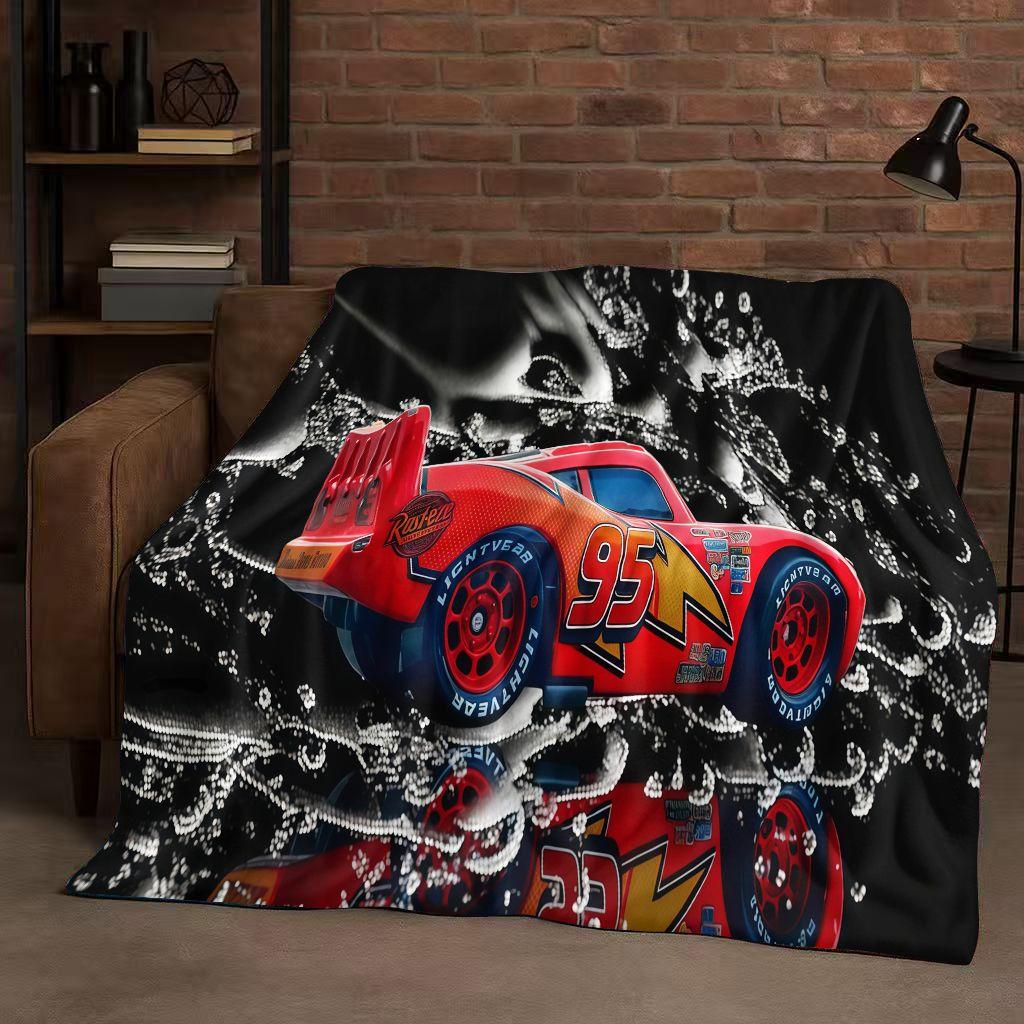 Sanrio Cartoon Cars Lightning McQueen Christmas Gift Flannel Blanket,Ultra Soft Plush Throw for Home Bedroom Bed Sofa Cover Kids
