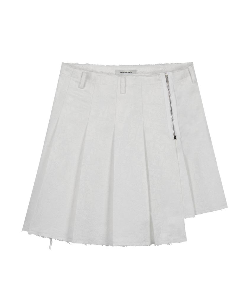Rock Cake Jacquard Pleated Skirt - White