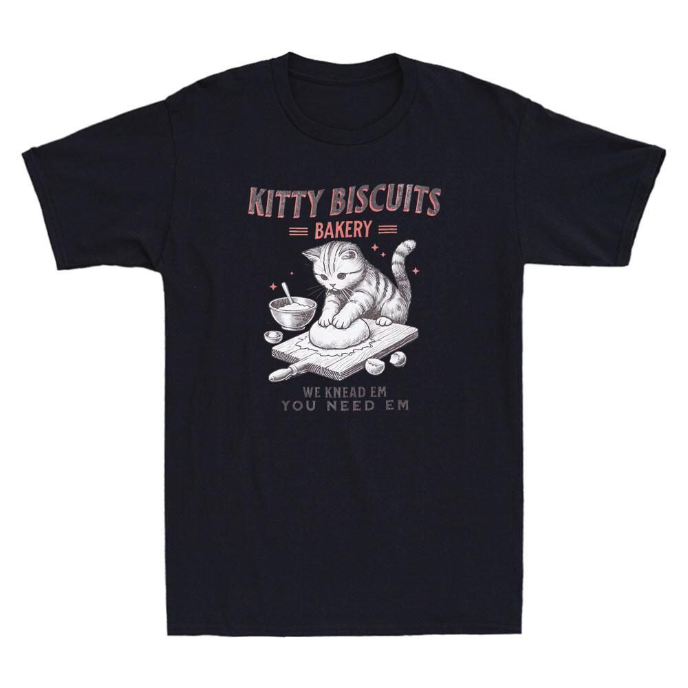 Kitty Biscuits We Knead Em You Need Em Funny Cat Baking Meme Retro Men039;s T-Shirt Unisex T-Shirt XXXXL