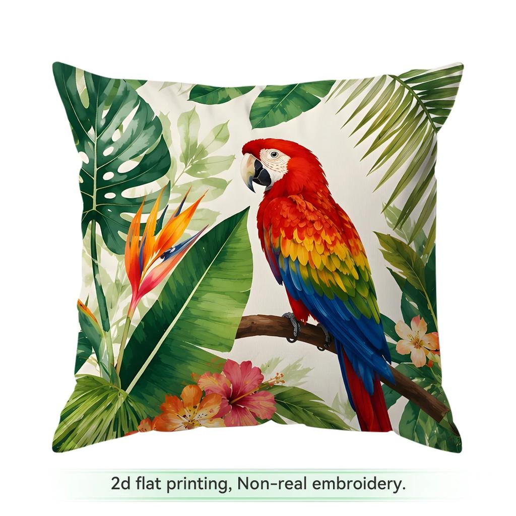 1pcs/4pcs Tropical Parrot Plant Cushions Pillowcase Polyester Cushion Cover Throw Pillow Pillowcover Home Car Sofa Decor