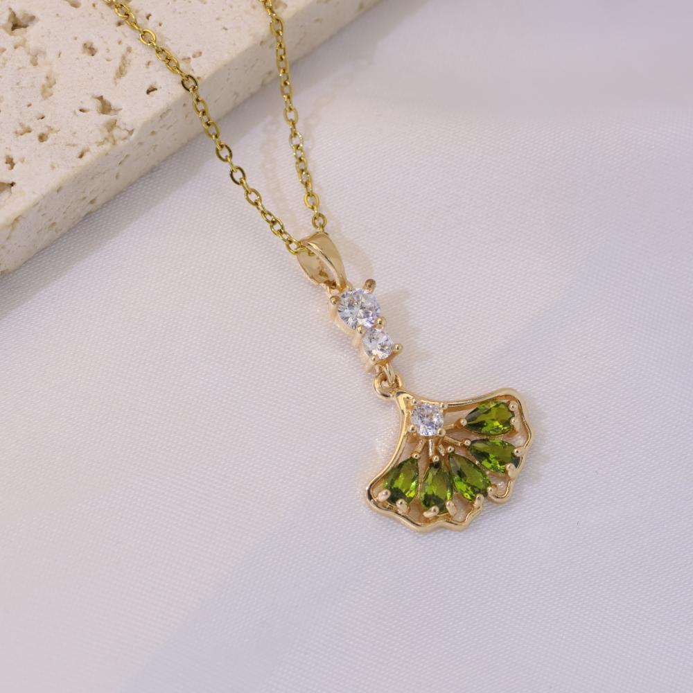 

Модные ожерелья с подвесками в виде листьев веера для женщин, ожерелье с цирконием, свадебные украшения, аксессуары золотой