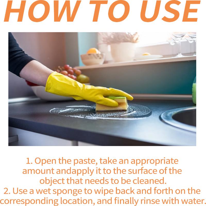 Nettoyant Décontaminant Multifonction pour Cuisine Casseroles et Poêles Graisse Huile Rouille Tartre Jaune pour Surfaces Domestiques