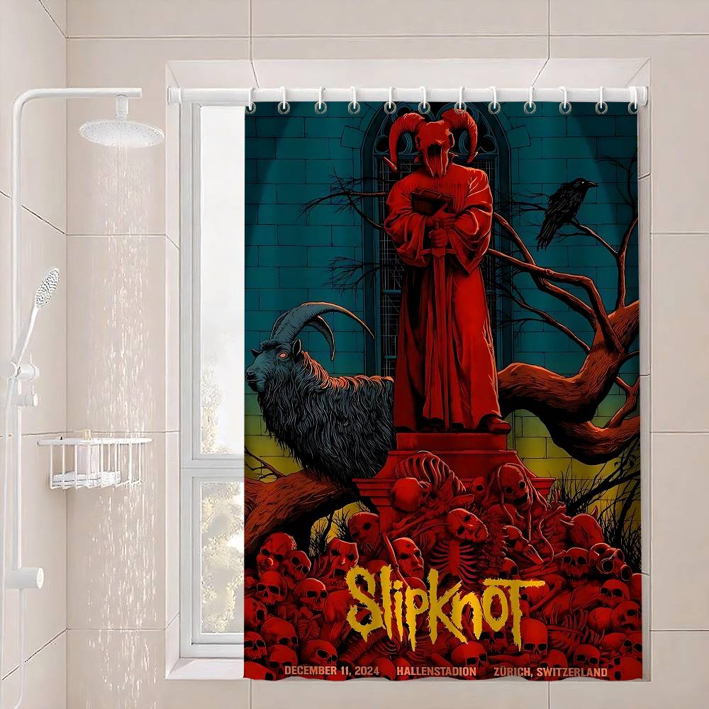 S-Slipknot Rock Logo Waterproof Fabric Shower Curtain Bathroom Decoration Curtain Home Hawaiian Style Shower Curtain
