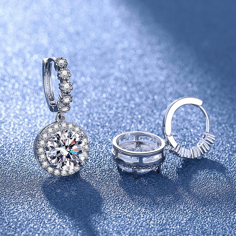 Bright 3 Carat Round Cut Luxury Dangle Earrings - Elegant High-End Jewelry Accessories