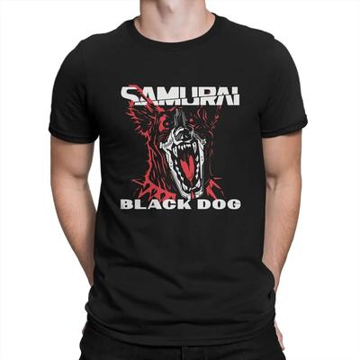 Black Dog T Shirt Pure Cotton Novelty T-Shirt Round Collar Cyber Punk Tee Shirt Short Sleeve Clothes Graphic Printed