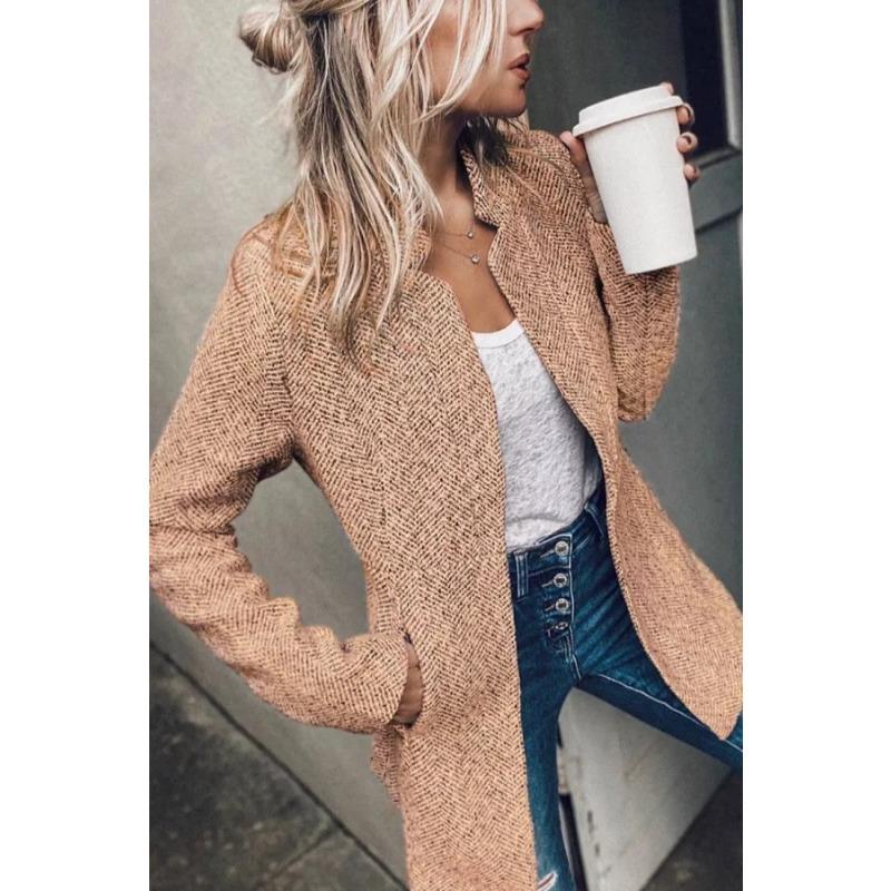 GMXIA Damen Vintage Casual Einfarbig Druck Herbst Winter Langarm Jacken & Mäntel