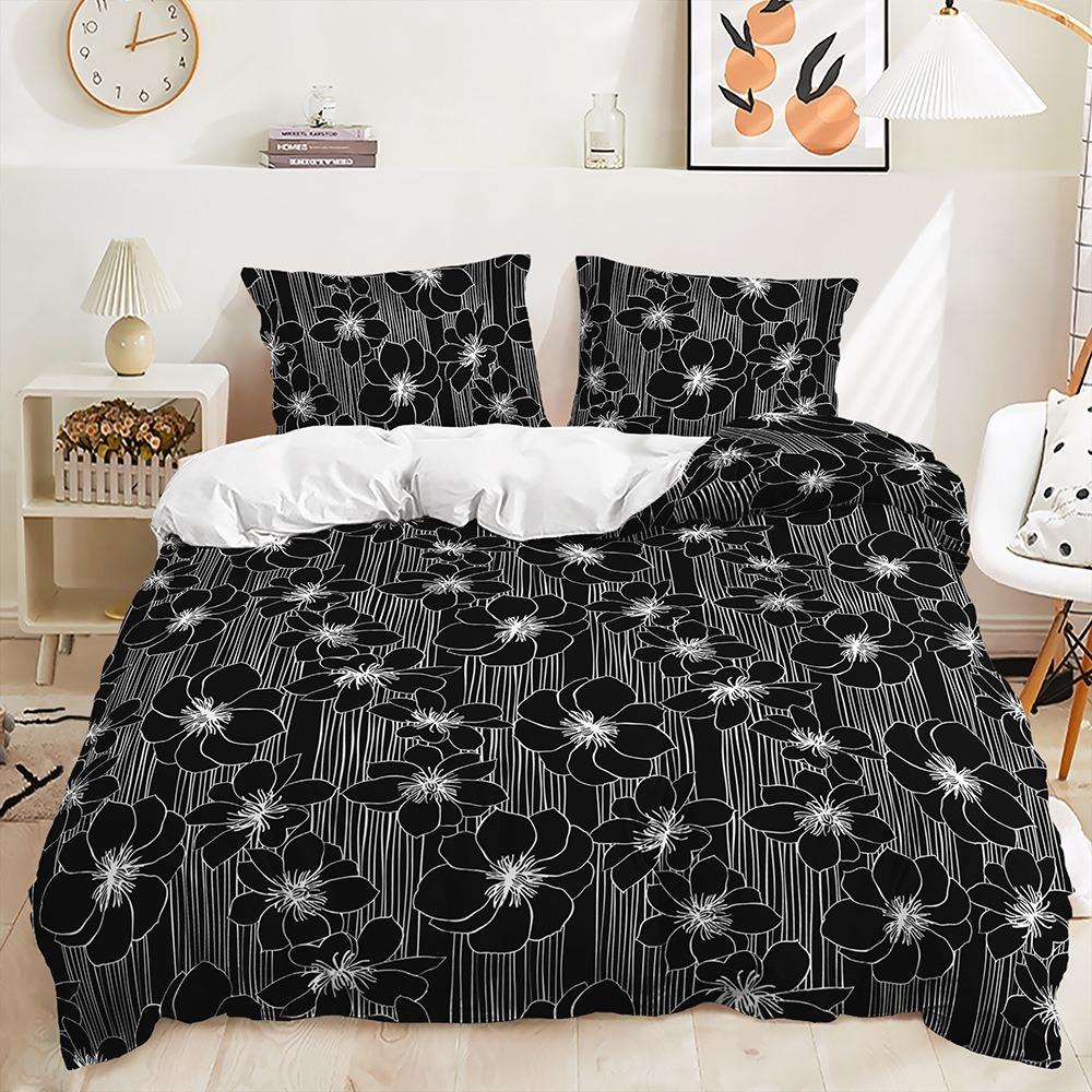 3D Plant Pattern Down Duvet Cover Bedding with Floral Pattern Bedding Set for Men and Women, Single Double Bed, Queen Size Gift