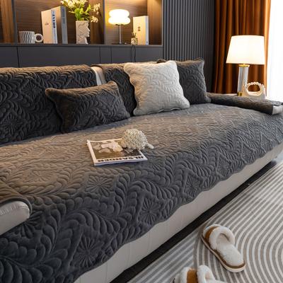 Plush Sofa Towel Winter European-style Brief Sofa Cover Solid Color Non-slip Couch Cover Universal for Living Room