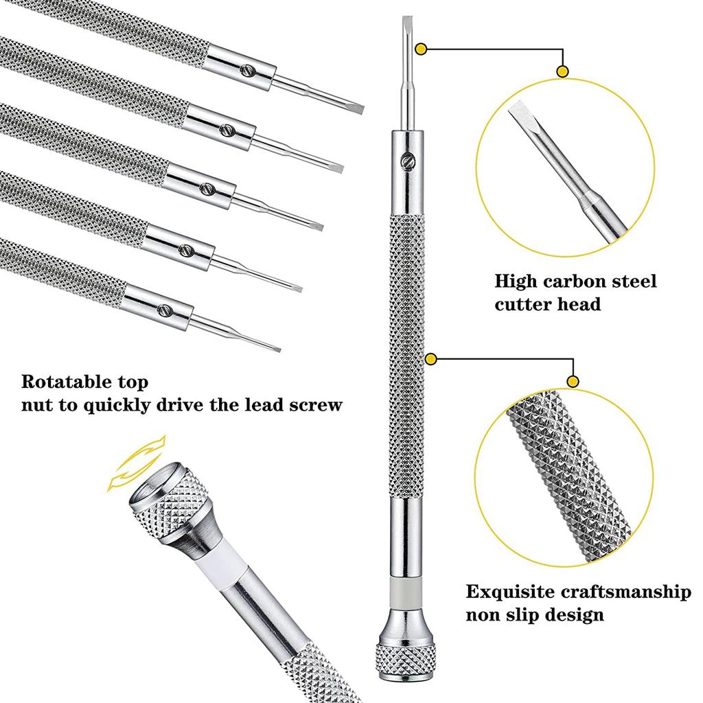 28Pcs Precision Screwdriver Set 0.6-2.0mm Micro Cross Metric Flat Head Screwdriver Kit for Watch Eyeglasses Jewelry Repair Tools