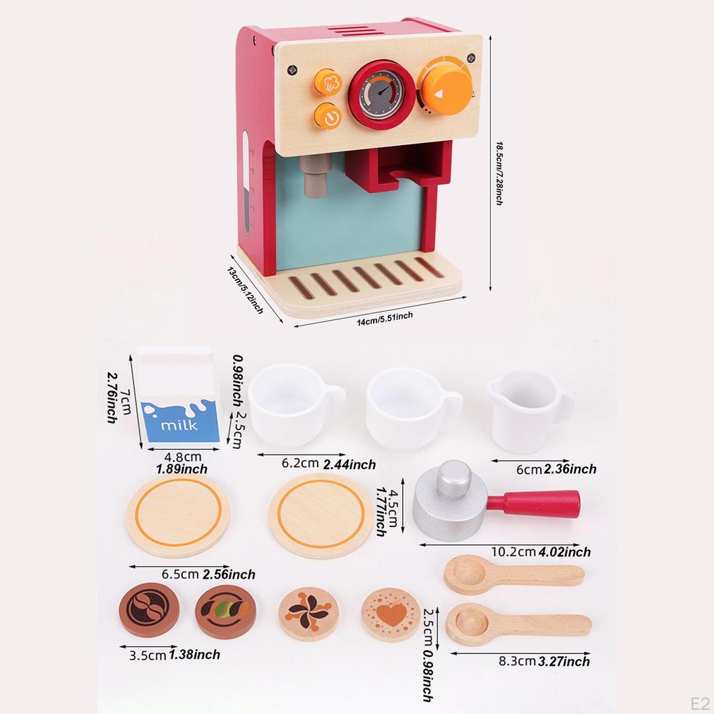 Spielzeug Kaffeemaschine Rollenspiel Weihnachtsgeschenke mit Tassen, Untersetzern, Löffeln Pädagogische Holzküche