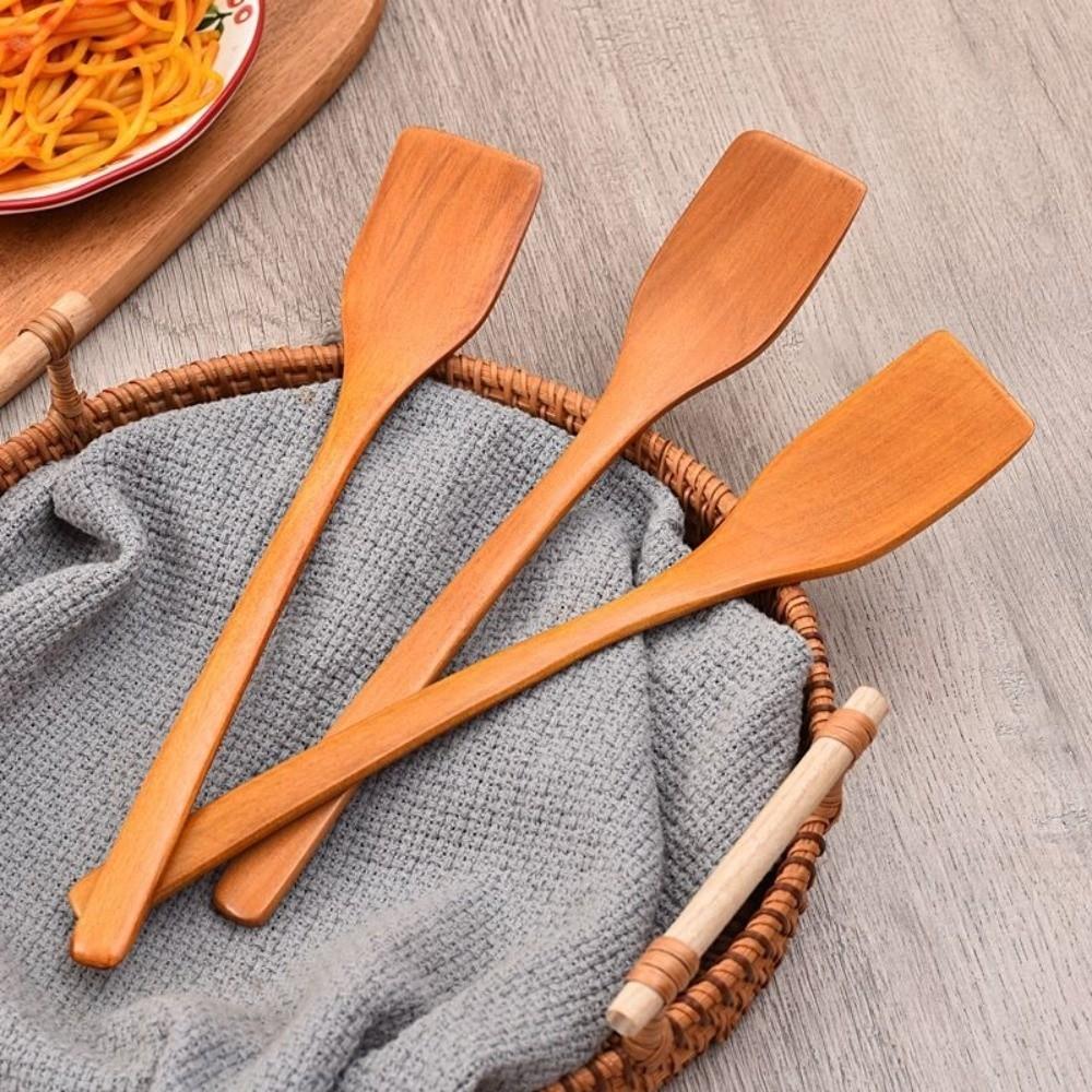 Long Handle Cooking Shovel Smooth Surface Grilling Spatula Portable Wooden Spatula Barbecue Grill