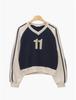 Youthful Girl Age-Defying V-Neck Color Block Sweatshirt - Spring/Autumn Fashion Top