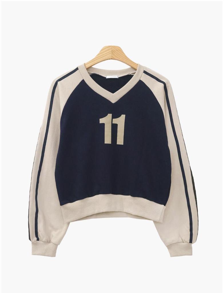 Youthful Girl Age-Defying V-Neck Color Block Sweatshirt - Spring/Autumn Fashion Top