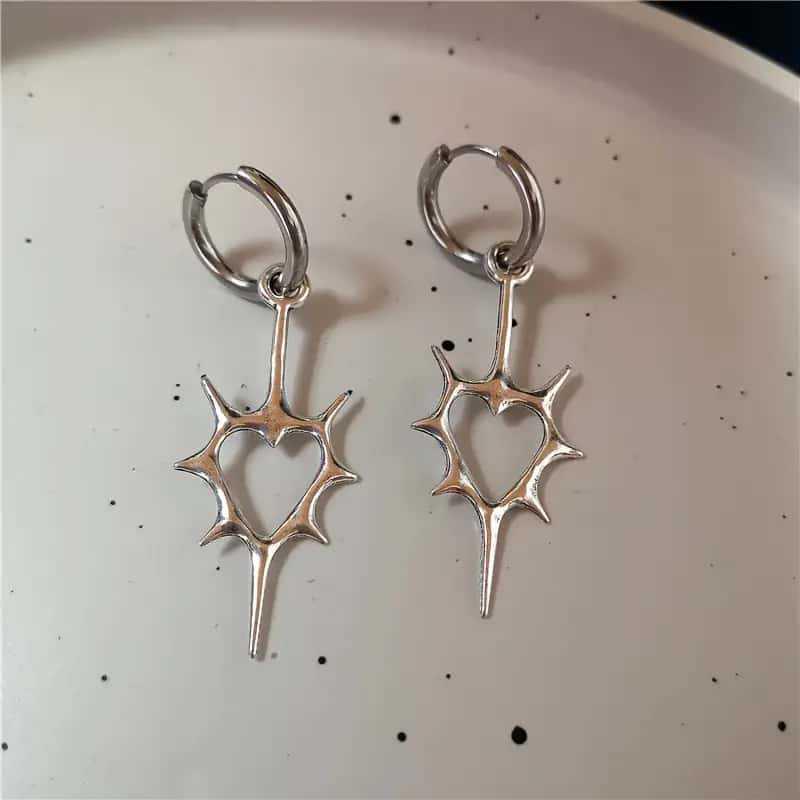 Punk Spiral Star Swirl Earrings - Gothic Y2K Black 8-Ring Charm for Women & Men