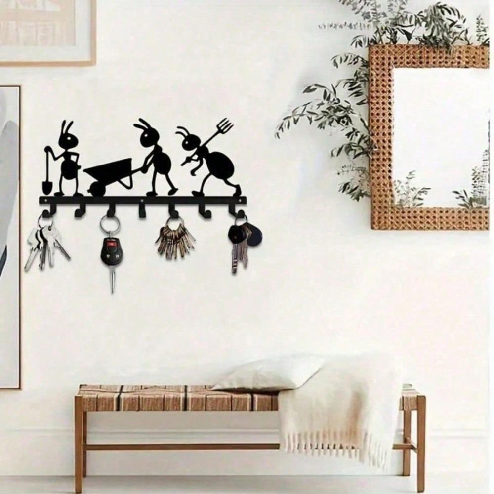 Metal Wall Mount Key Holder Heavy Duty Keychain Organizer Ant Design Entryway Storage Hanger