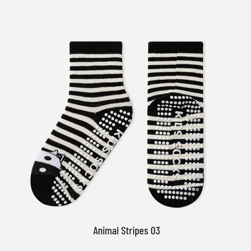 Trendy Anti-slip Mid-calf Socks for Men, Women, and Children - Ideal for Home, Indoor, Sports, and Trampoline Activities
