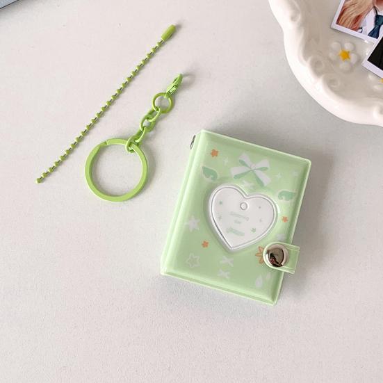 Love Heart Small Photo Album Keychain 32 Pockets Hollow Photocard Binder for 2 Inch Photo Mini Photo Card Book Holder for