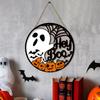 Welcome Door Sign Scary Halloween Door Hangings Ghost Pumpkin Front Door Hanger Wooden Sign for Home Yard Mantle Living Room