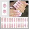 24PCS Sweet Pink Long Fake Nails with White Tip Chip-Proof Smudge-Proof Fake Nails for Women and Girl Nail Salon