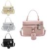 Woven Texture Pu Leather Box Bag For Women With Stitching Detail And Smartphone Pocket For Casual Daily Use