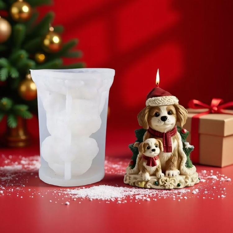 Christmas Pet Dog Silicone Mould Easy Demolding Multipurpose Silicone Mould For Handmade Candle Soap Holiday Decoration