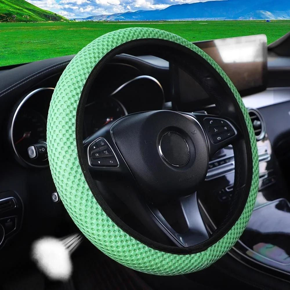 Universal Car Steering Wheel Cover Microfiber Leather Protection Cover Anti Slip Breathable for 37-38cm Steering Wheel Protector