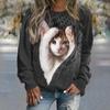 Women's Sweater Pullover T-Shirt Fashion Kitten Print Long Sleeve T Shirt Girls Street Casual Ladies Clothes O-Neck Sweatershirt