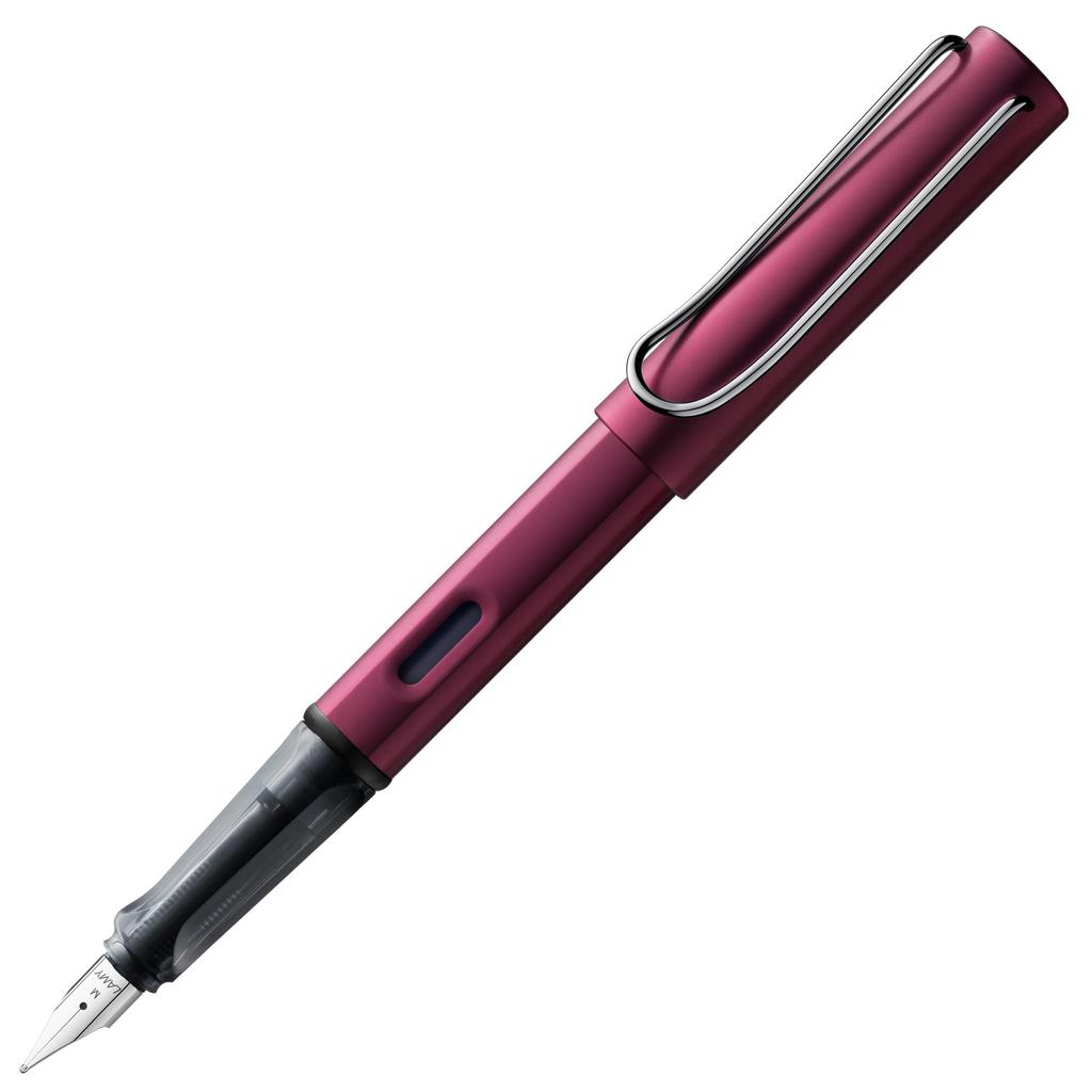 LAMY Black Purple Fountain Pen Ergonomic Grip and Steel Size M Lightweight Aluminum Body Includes LAMY T10 Blue Cartridge AL-star - Nib, - - -