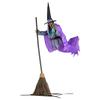 Flying Witch Decoration with Terrifying Sounds & Lights Halloween Props Flying Witch Decor for Garden Yard Lawn Indoor