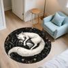 Black and White Fox,Round Area Rug,Carpet Rug for Living Room Bedroom Sofa Playroom Decor,Non-slip Floor Mat