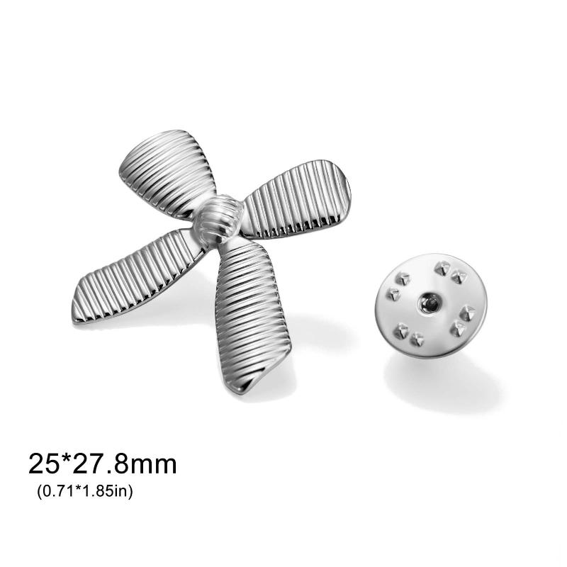 Womens Jewelry Four Petal Flower Brooch French Style Stainless Steel Gold Color Trendy Pin for Wedding Office Gift