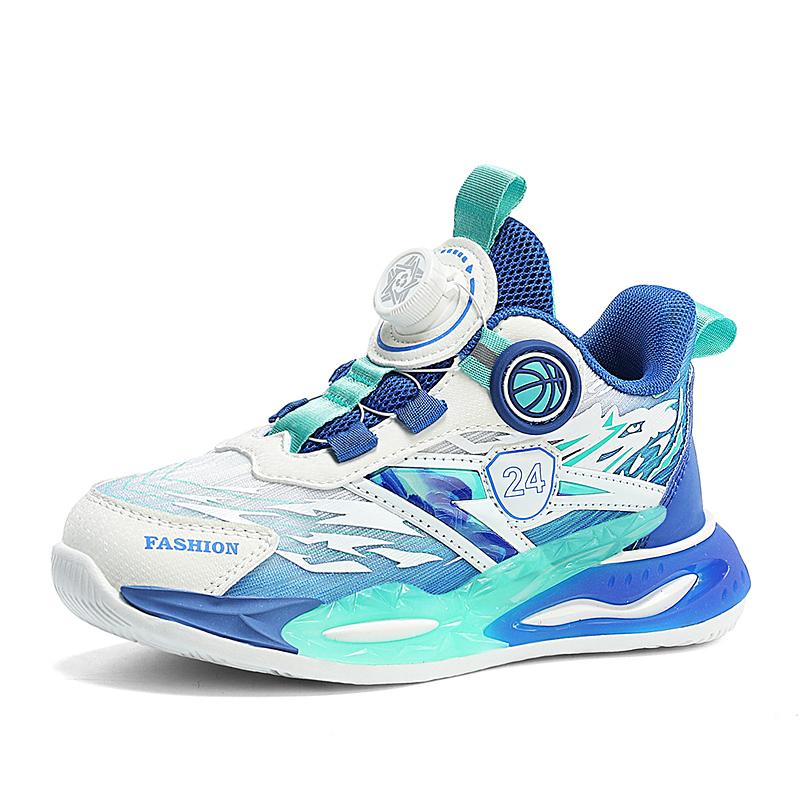 

Boys Sports Shoes Breathable Spring New Basketball Children s Running Shoes Rotating Buckle Rebound Shoes Neutral Breathable 28