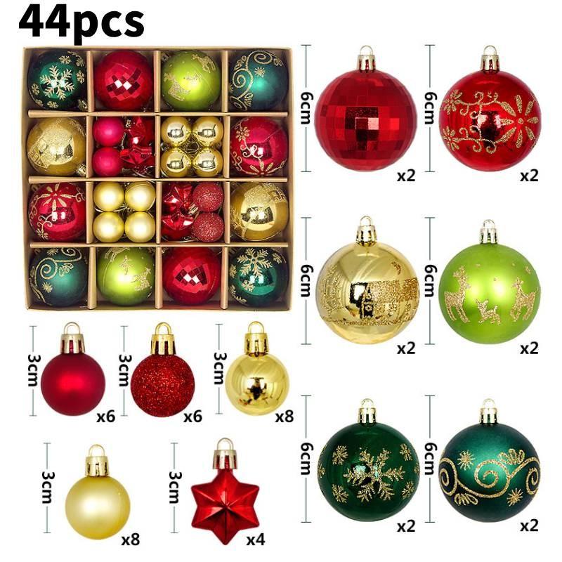 Charming 44 Piece Decorative Christmas Balls In Unique Shapes For Elegant Holiday Display