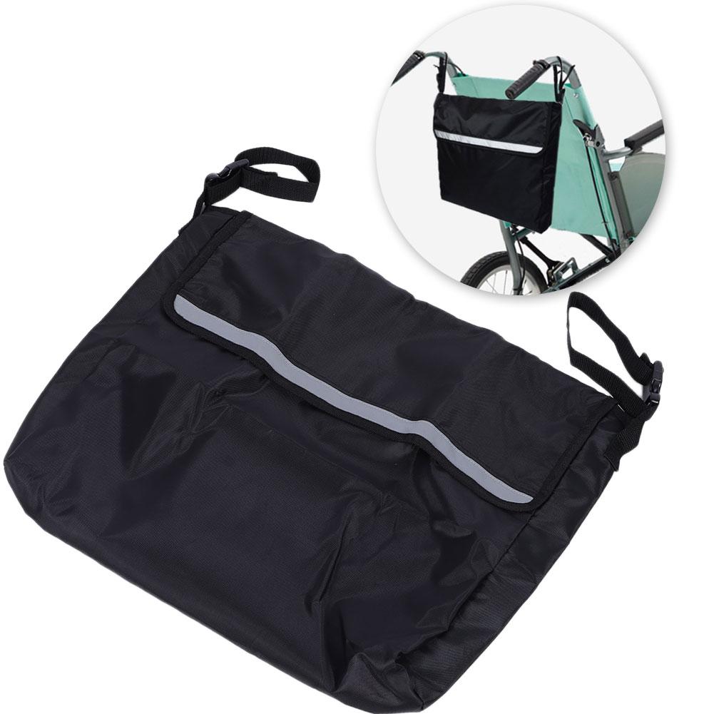 Portable Wheelchair Armrest Storage Bag Garden Cart Back Accessories Bag with Reflective Strip