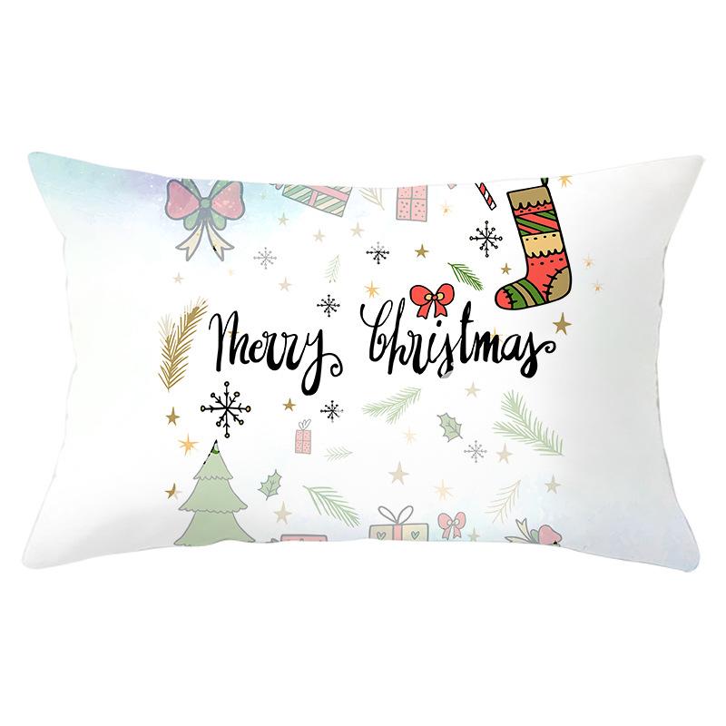 Simple Cartoon Print Series Christmas Waist Pillowcase Peach Skin Printed Pillowcase Home