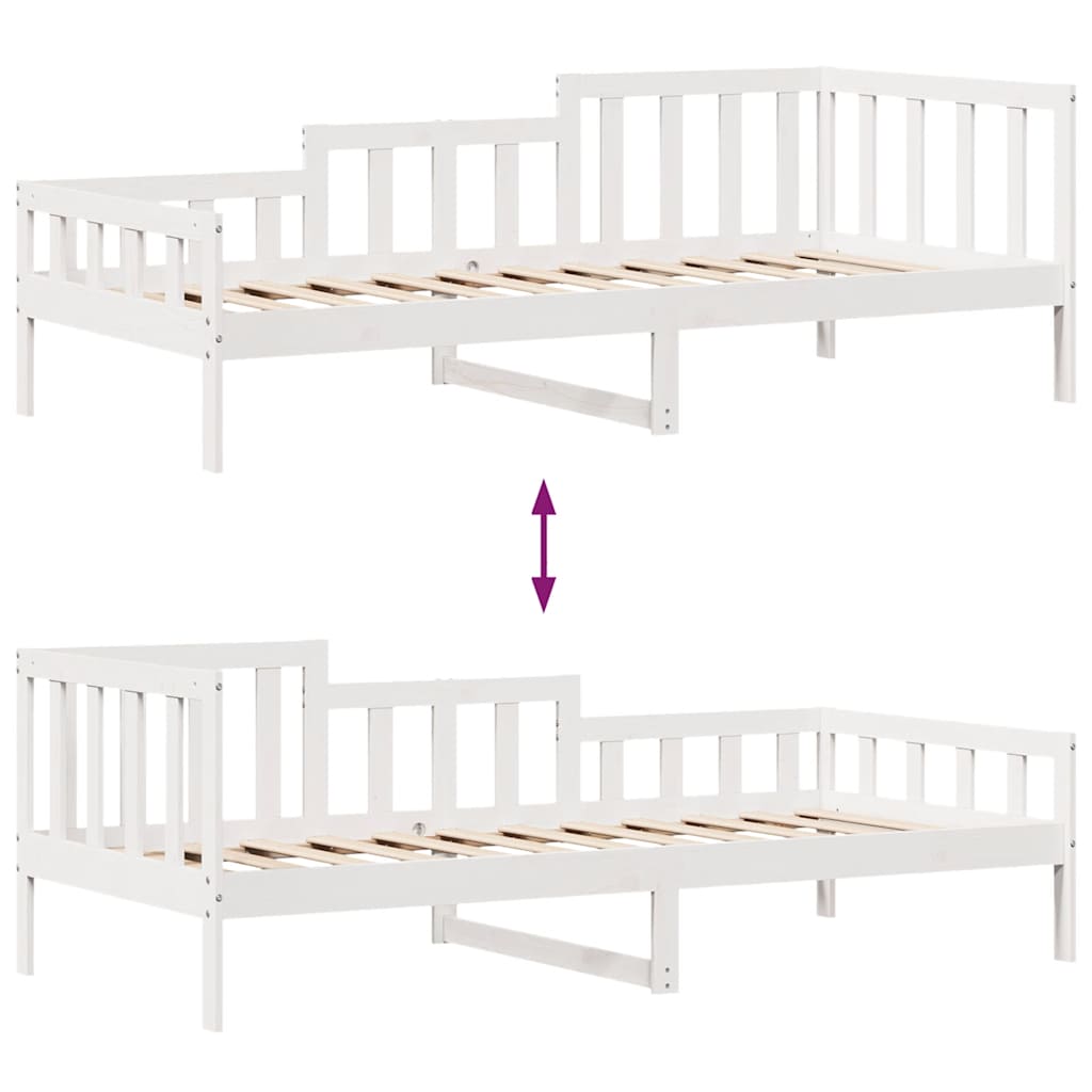 Daybed with Drawers White 80x200 Cm Pine Wood