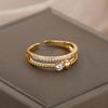 Elegant Adjustable Copper Heart Rings With Stones Portable Jewelry Gift for Her